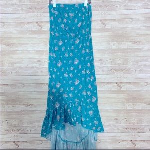 O’Neill Teal Floral Boho Style Hi Low Dress